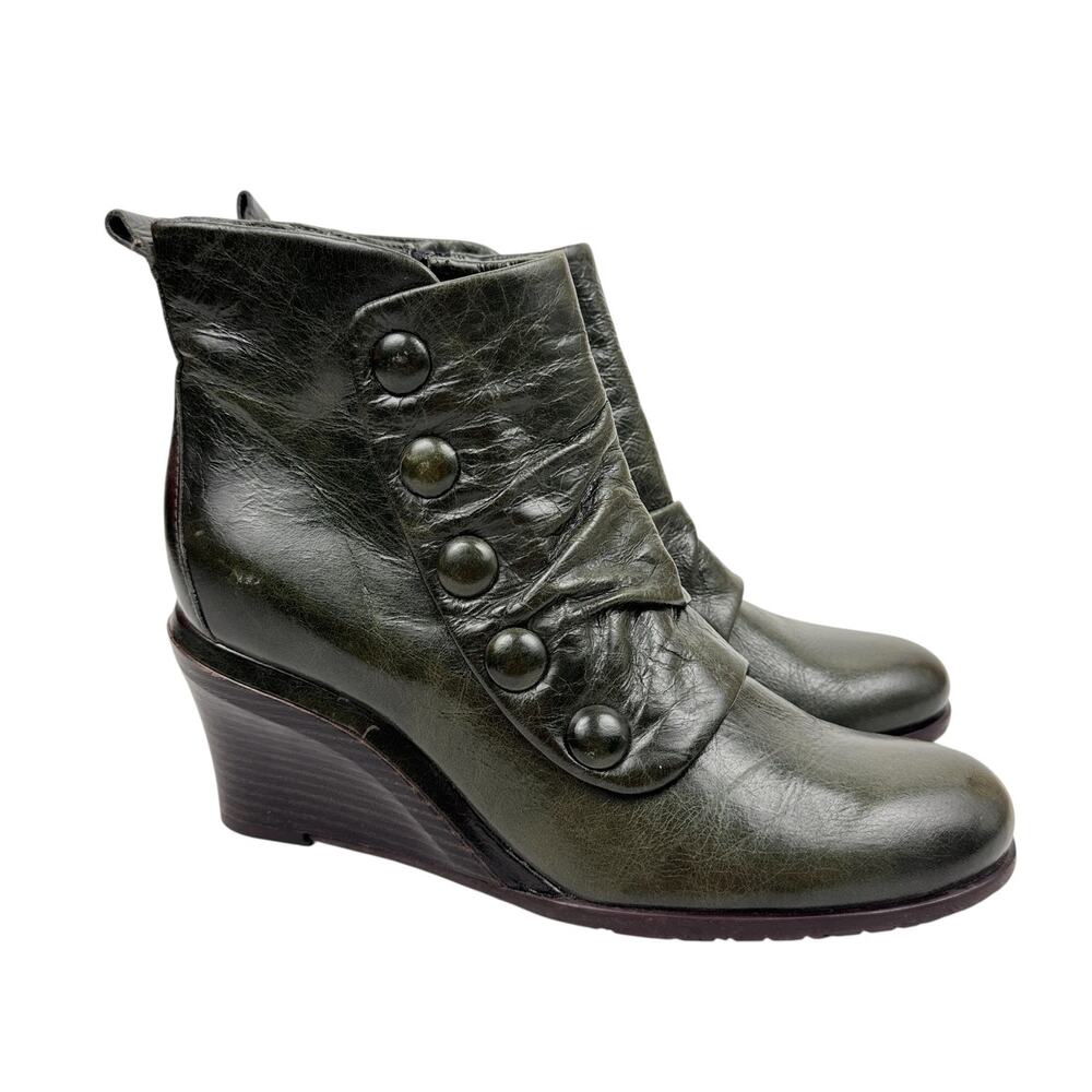 Miz Mooz Olive Green Wedge Ankle Boots
